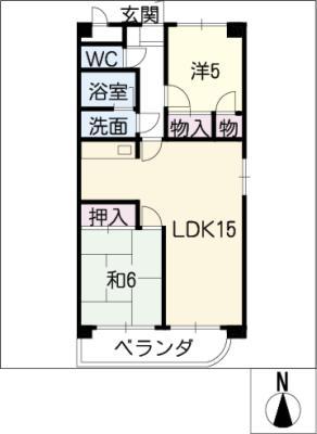 エルメゾン(2LDK/2階)の間取り写真