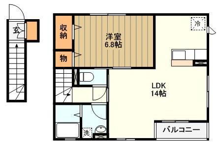 ワイズベル(1LDK/2階)の間取り写真