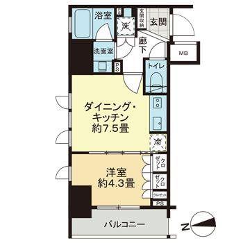 ライオンズ浅草橋ミレス 0201(1DK/2階)の間取り写真
