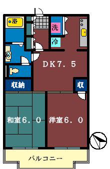 シティビレッジ三咲(2DK/3階)の間取り写真