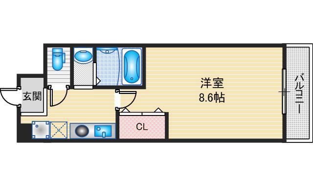 ハイツクローバーII(1K/1階)の間取り写真