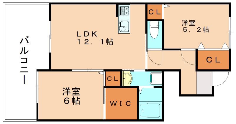 プレステージ東郷(2LDK/1階)の間取り写真