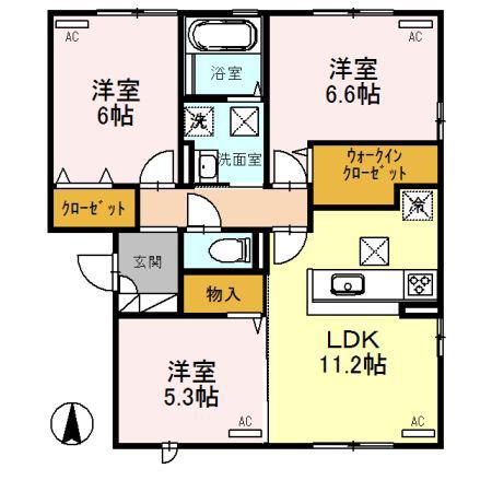 アストレイア(3LDK/1階)の間取り写真