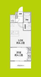 ウェルスクエア万代東(1LDK/2階)の間取り写真