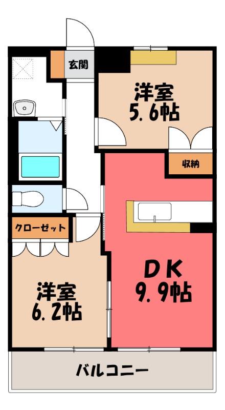 トレゾール トシ(2LDK/2階)の間取り写真