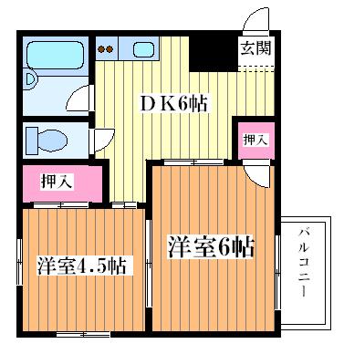 メゾン菊水(2DK/2階)の間取り写真