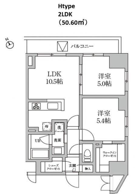 レジディア日本橋馬喰町Ⅱ(2LDK/12階)の間取り写真