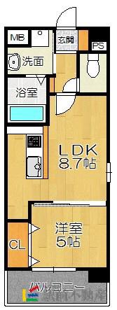 アストラル東比恵(1LDK/5階)の間取り写真