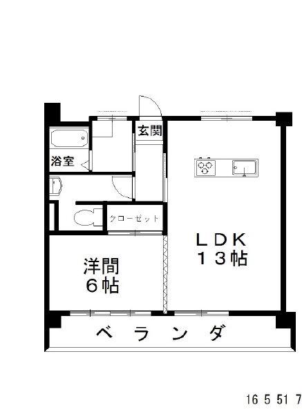 コーポ西尾(1LDK/3階)の間取り写真