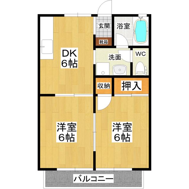 クレイドル並木(2DK/1階)の間取り写真