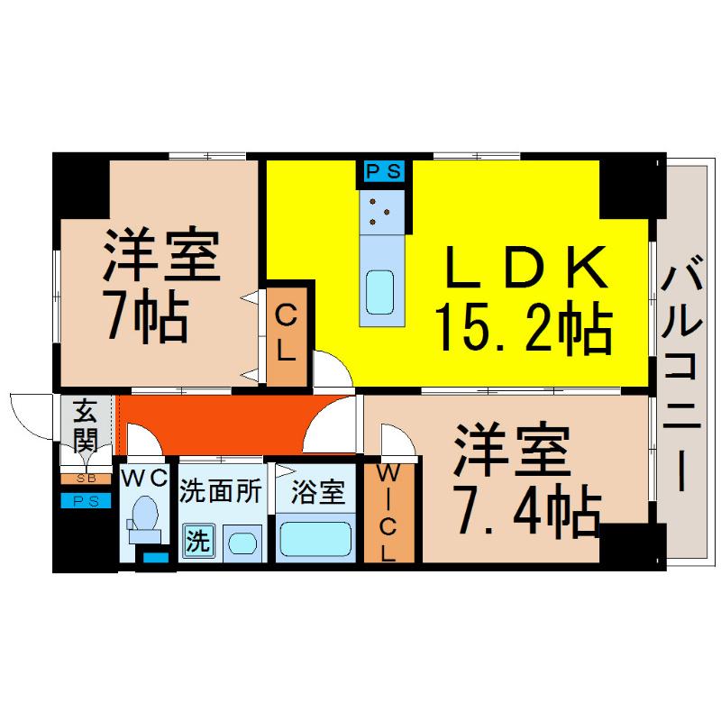 LIVE FLAT上前津(2LDK/11階)の間取り写真
