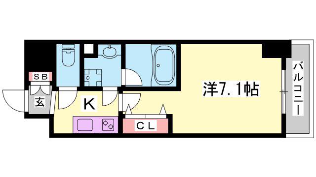 VILLA・SERENO姫路(1K/4階)の間取り写真