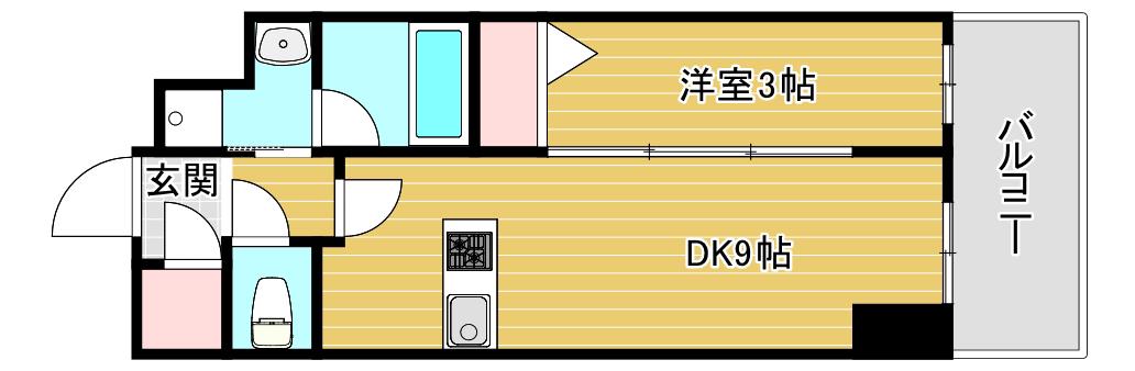 エステムコート堺筋本町(1DK/12階)の間取り写真