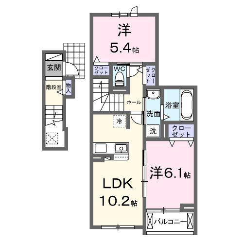 GRANDE MAISON(2LDK/2階)の間取り写真