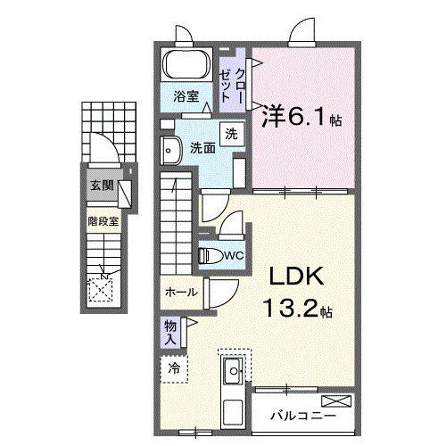 サンペレ(1LDK/2階)の間取り写真