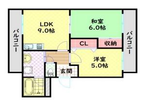 メゾンハイツ信(2LDK/4階)の間取り写真