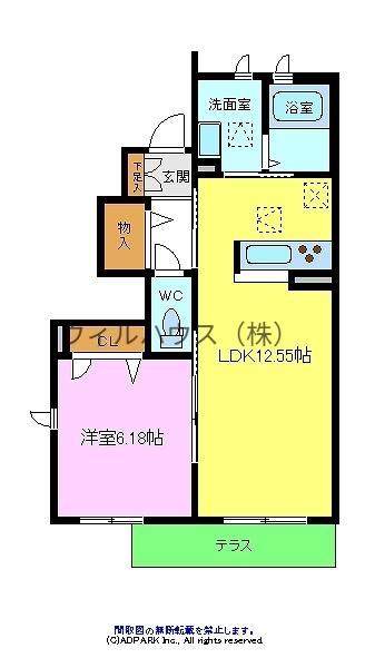 GRACE ASAKA(1LDK/1階)の間取り写真