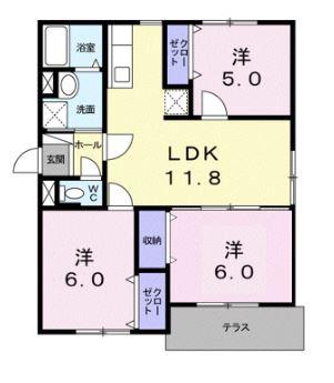 ブランシェ大高(3LDK/1階)の間取り写真