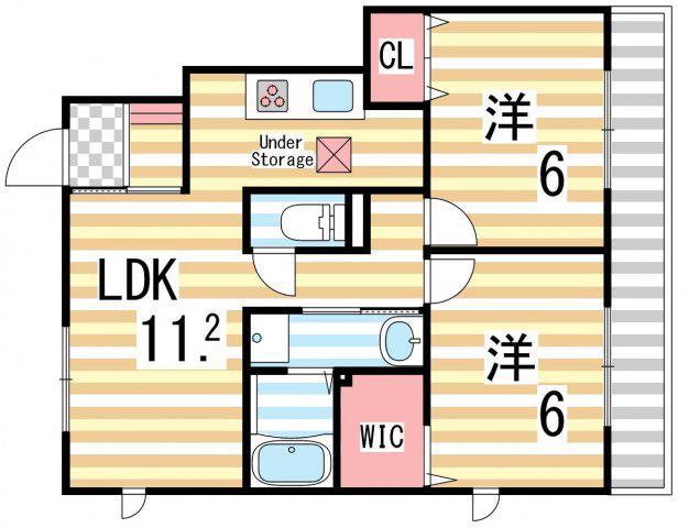 サンガーデン幸IIA棟(2LDK/1階)の間取り写真