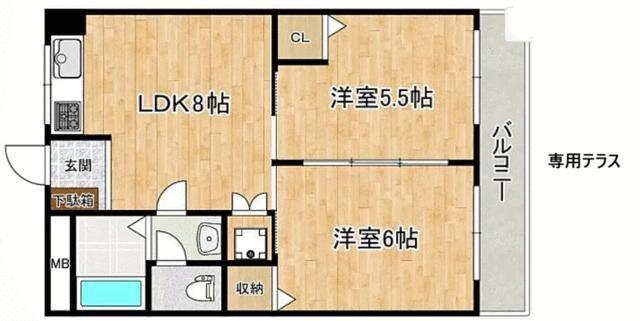 田中マンション(2LDK/1階)の間取り写真