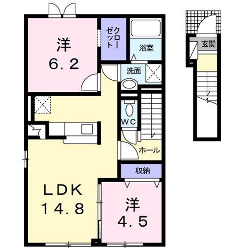 エリーナA(2LDK/2階)の間取り写真