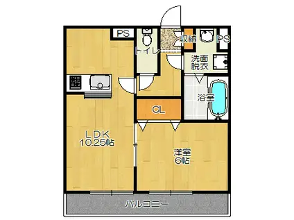 アムール植村(1LDK/2階)の間取り写真