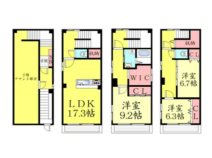 神ノ木3丁目戸建(3LDK/3階)の間取り写真