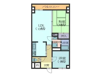 ピュアライフ観音堂(2LDK/5階)の間取り写真