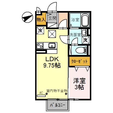ウエストハイツ・セントラルハイツ ウエストハイツ(1LDK/1階)の間取り写真