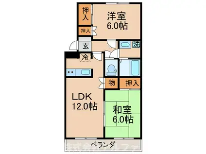 DMハイツA・B(2LDK/2階)の間取り写真