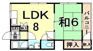 マンション幸(1LDK/4階)の間取り写真