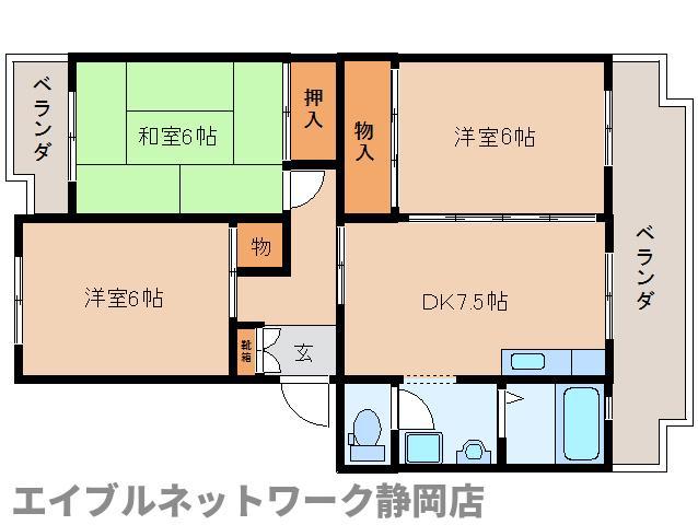 ビューネ松富II(3DK/3階)の間取り写真