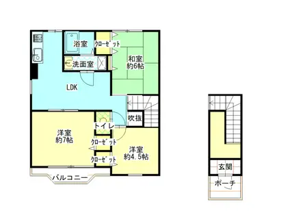 ジェニュインハイツB(3LDK/2階)の間取り写真