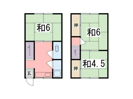 大林荘北棟(3K/1階)の間取り写真