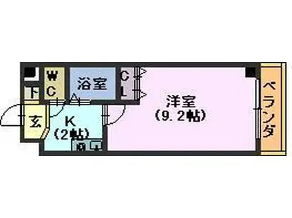 シティライフ田代(1K/3階)の間取り写真