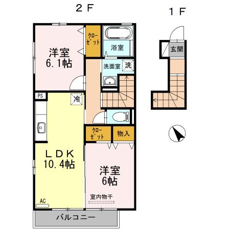 ブランディーユ(2LDK/2階)の間取り写真