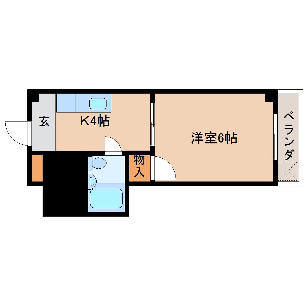白樺ハイツ大宮II(1K/2階)の間取り写真