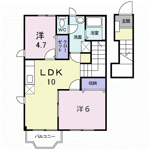 ラヴィアン・ローズ(2LDK/2階)の間取り写真