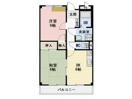 LIMPIAおおまつ(2DK/2階)の間取り写真