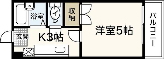 ハラビル(1K/3階)の間取り写真