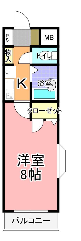 プライム上水戸(1K/2階)の間取り写真