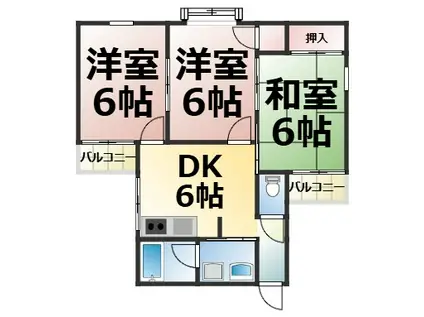 シャルム321(3DK/2階)の間取り写真