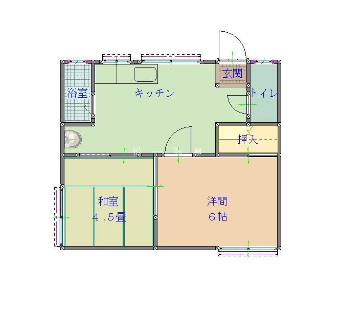 イーストハイム(2DK/1階)の間取り写真