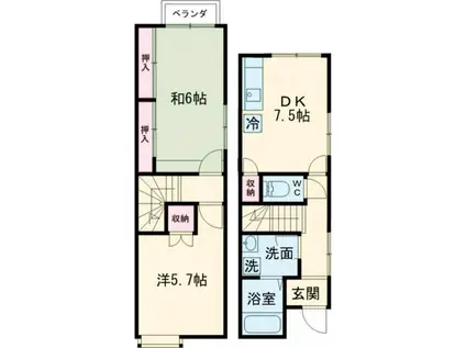 メゾンクレスト住吉(2DK/1階)の間取り写真