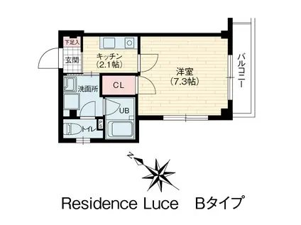 RESIDENCE LUCE(1K/2階)の間取り写真