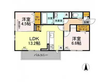 プレジデント持田 A棟(2LDK/2階)の間取り写真