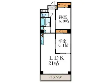 SAWARABI御所(2LDK/4階)の間取り写真