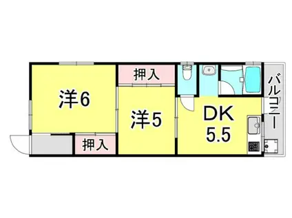 富士見が丘ショッピングプラザ(2DK/2階)の間取り写真