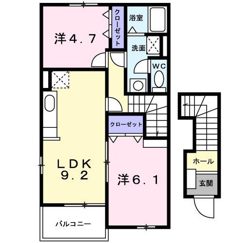 ラフレシール・友A(2LDK/2階)の間取り写真