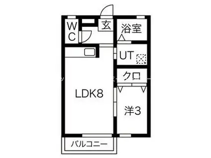 プレステージ風YS(1LDK/1階)の間取り写真